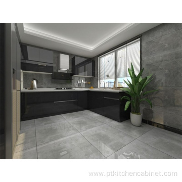 Customized New Design Modern Black Modular Kitchen Cabinet